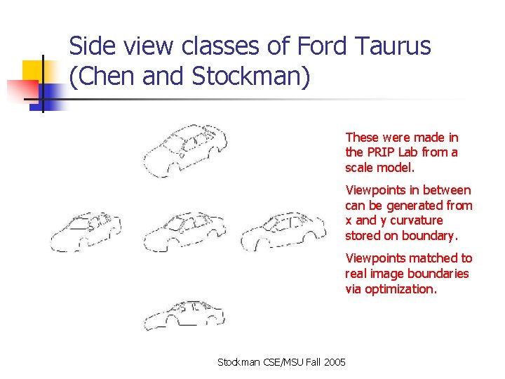 Side view classes of Ford Taurus (Chen and Stockman) These were made in the