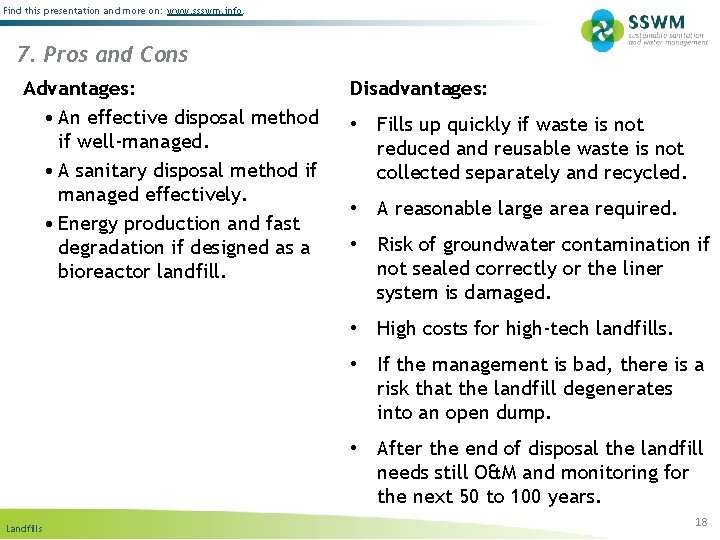 Find this presentation and more on: www. ssswm. info. 7. Pros and Cons Advantages: