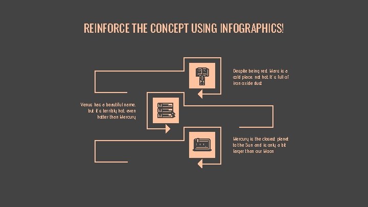 REINFORCE THE CONCEPT USING INFOGRAPHICS! Despite being red, Mars is a cold place, not