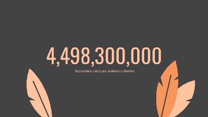 4, 498, 300, 000 Big numbers catch your audience’s attention 