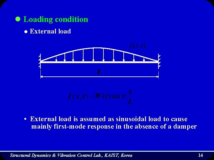 l Loading condition l External load • External load is assumed as sinusoidal load