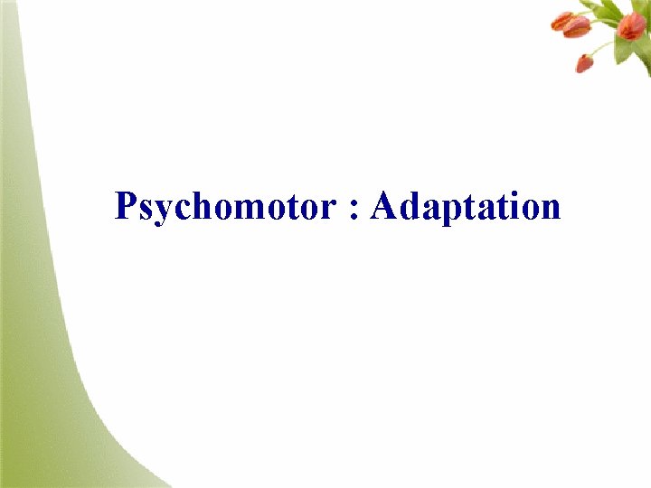 Psychomotor : Adaptation 