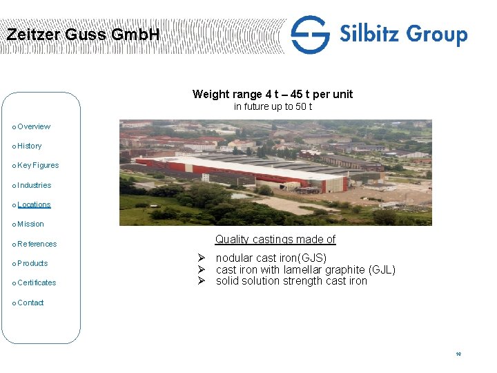 Zeitzer Guss Gmb. H Weight range 4 t – 45 t per unit in