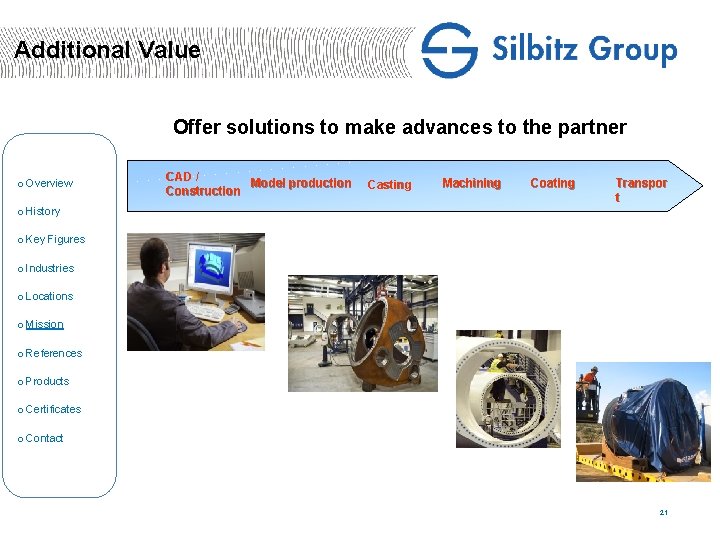 Additional Value Offer solutions to make advances to the partner o Overview CAD /