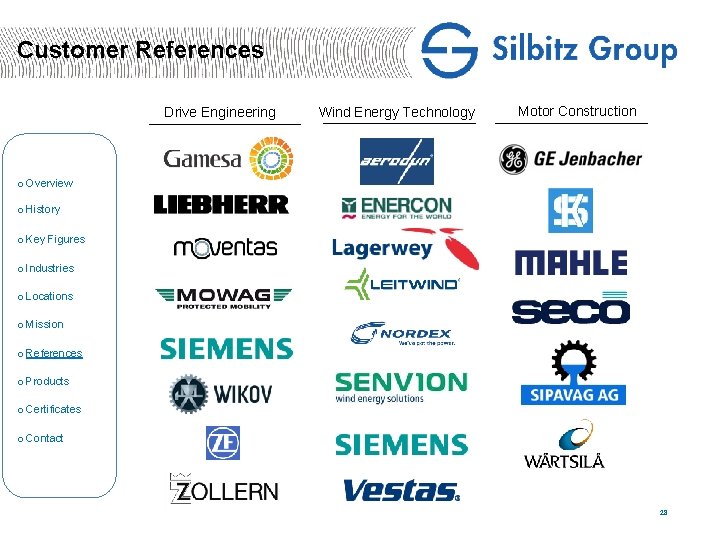 Customer References Drive Engineering Wind Energy Technology Motor Construction o Overview o History o