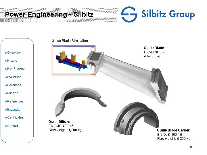 Power Engineering - Silbitz Guide Blade Simulation Guide Blade GX 5 Cr. Ni 13