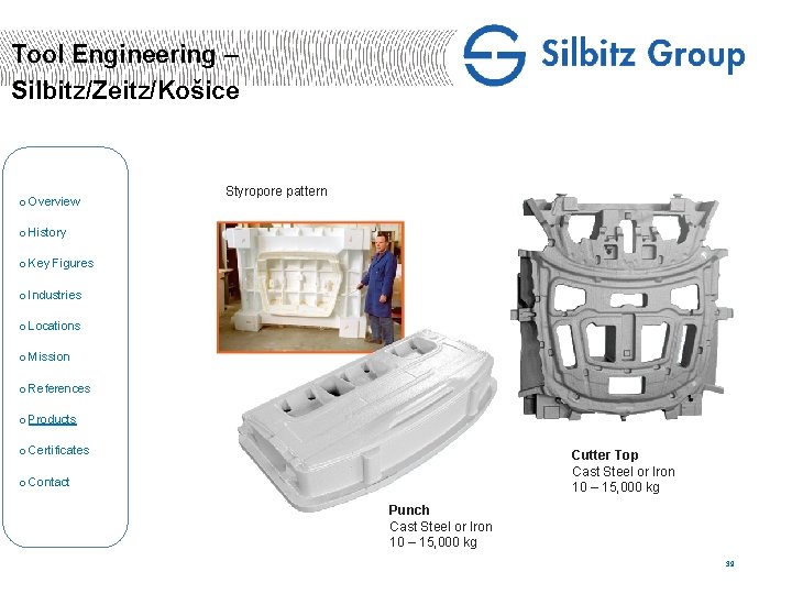 Tool Engineering – Silbitz/Zeitz/Košice o Overview Styropore pattern o History o Key Figures o