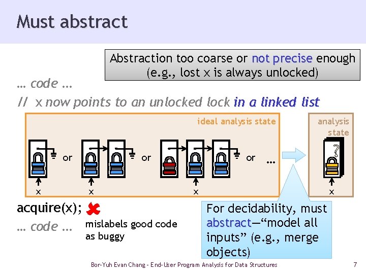 Must abstract Abstraction too coarse or not precise enough (e. g. , lost x