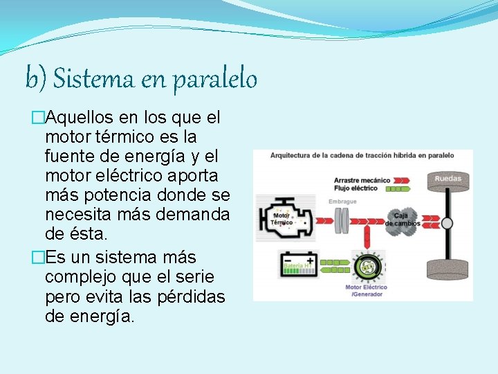 b) Sistema en paralelo �Aquellos en los que el motor térmico es la fuente