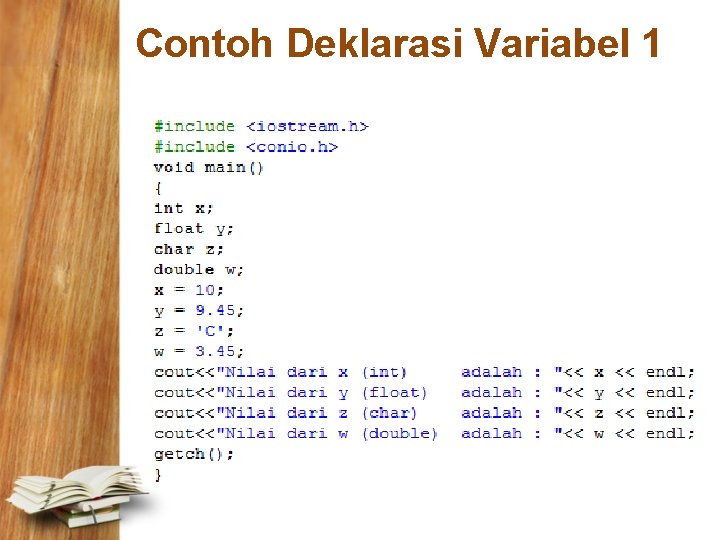 Contoh Deklarasi Variabel 1 