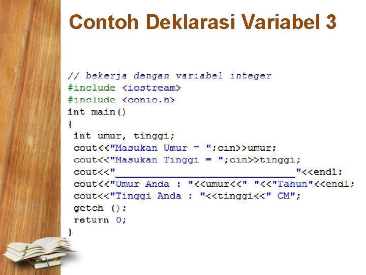 Contoh Deklarasi Variabel 3 