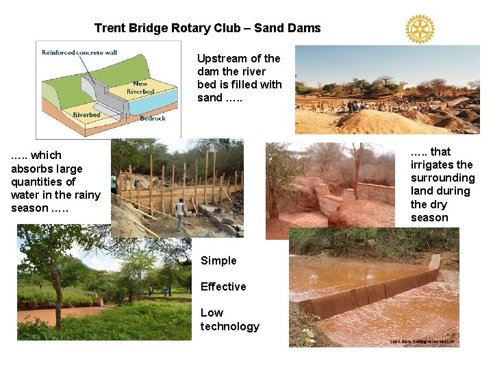 Trent Bridge Rotary Club – Sand Dams Upstream of the dam the river bed
