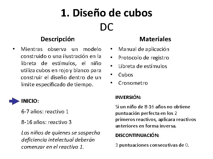 1. Diseño de cubos DC Descripción • Mientras observa un modelo construido o una