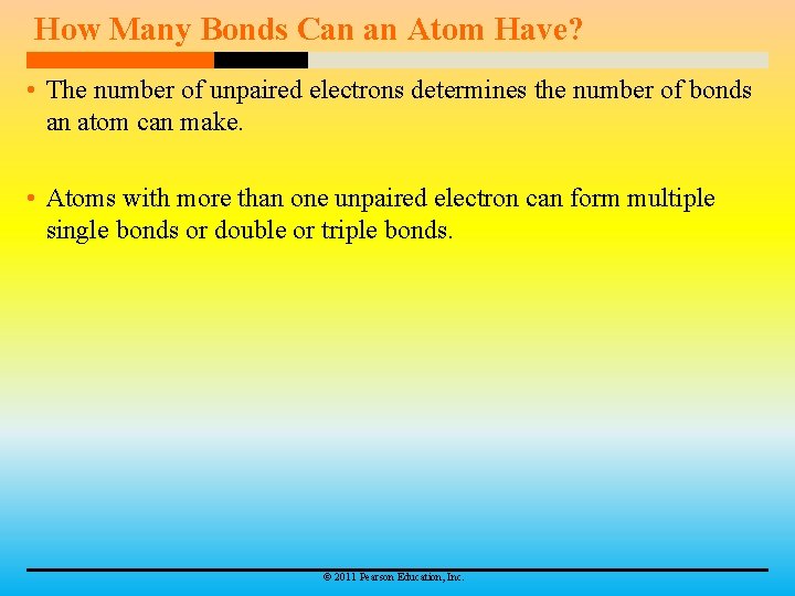 How Many Bonds Can an Atom Have? • The number of unpaired electrons determines