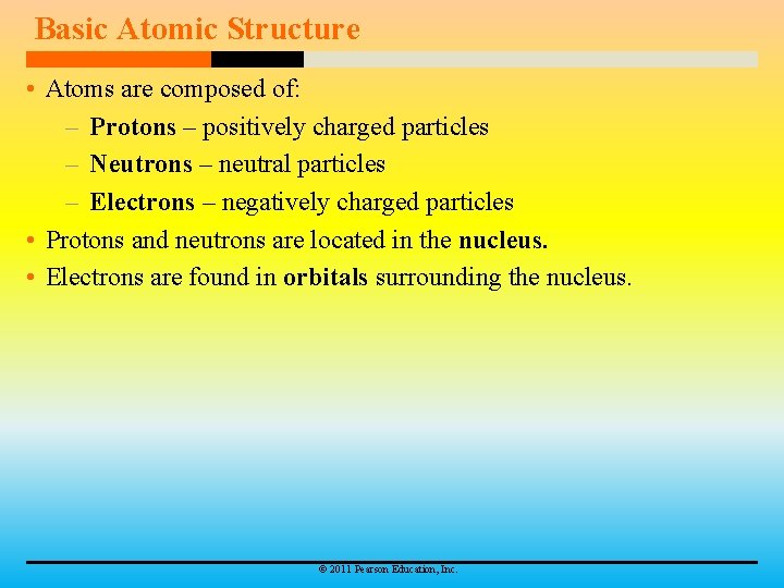 Basic Atomic Structure • Atoms are composed of: – Protons – positively charged particles