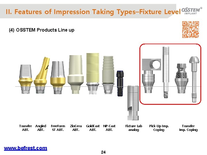 II. Features of Impression Taking Types–Fixture Level (4) OSSTEM Products Line up Transfer ABT.