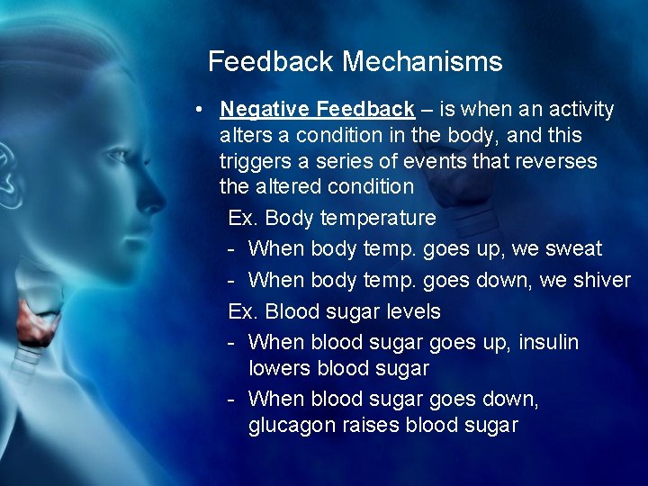 Feedback Mechanisms • Negative Feedback – is when an activity alters a condition in