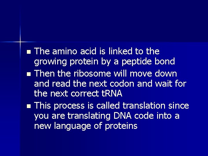 The amino acid is linked to the growing protein by a peptide bond n