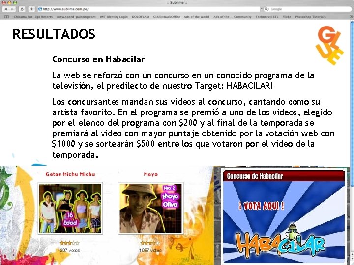 RESULTADOS Concurso en Habacilar La web se reforzó con un concurso en un conocido