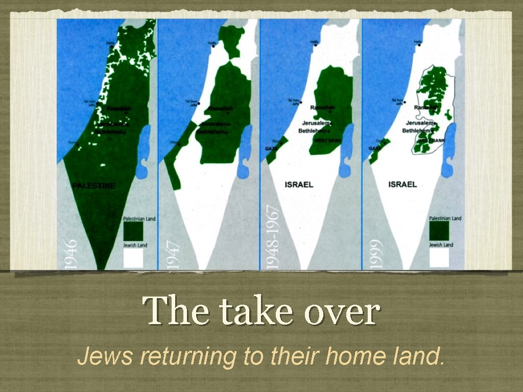 The take over Jews returning to their home land. 