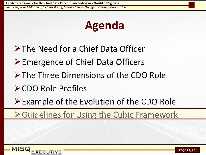 A Cubic Framework for the Chief Data Officer: Succeeding in a World of Big