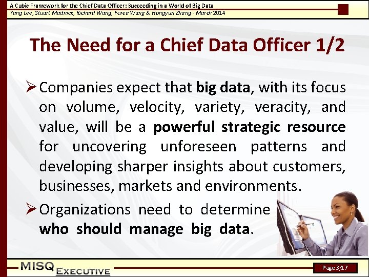 A Cubic Framework for the Chief Data Officer: Succeeding in a World of Big