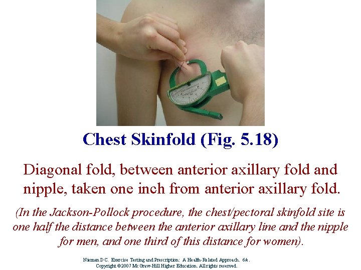 Chest Skinfold (Fig. 5. 18) Diagonal fold, between anterior axillary fold and nipple, taken
