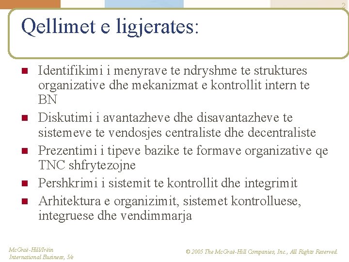 2 Qellimet e ligjerates: n n n Identifikimi i menyrave te ndryshme te struktures