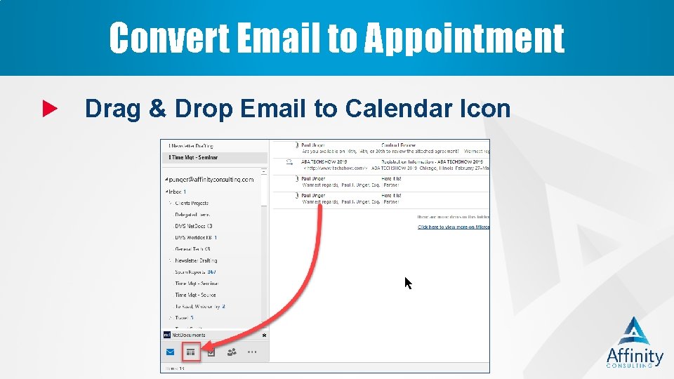 Convert Email to Appointment Drag & Drop Email to Calendar Icon 