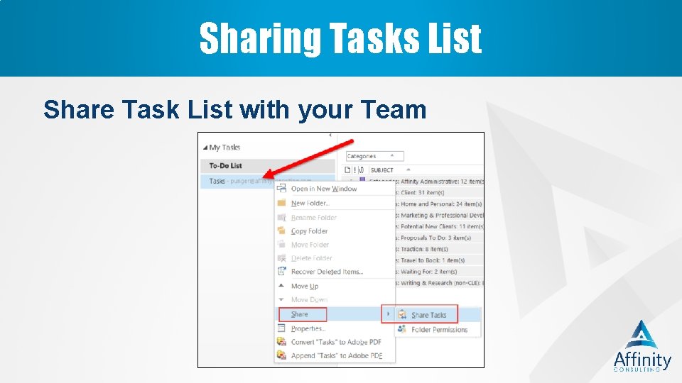 Sharing Tasks List Share Task List with your Team 