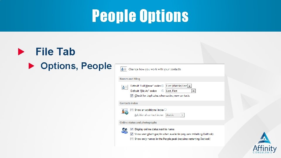 People Options File Tab Options, People 