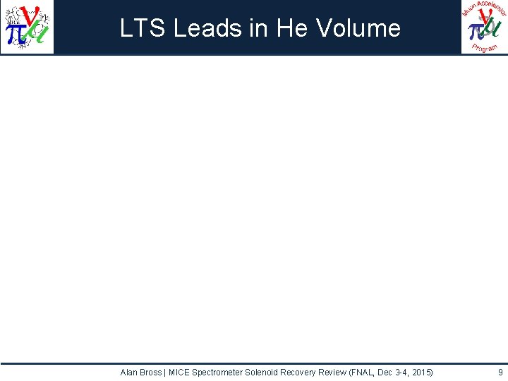 LTS Leads in He Volume Alan Bross | MICE Spectrometer Solenoid Recovery Review (FNAL,