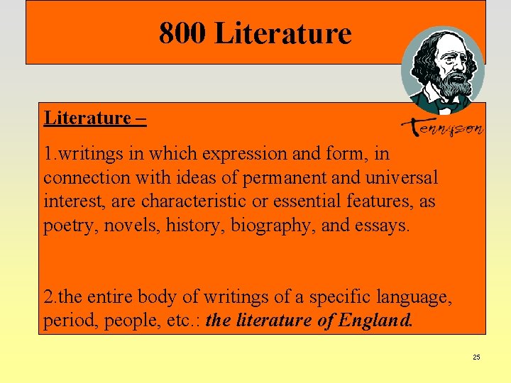 800 Literature – 1. writings in which expression and form, in connection with ideas