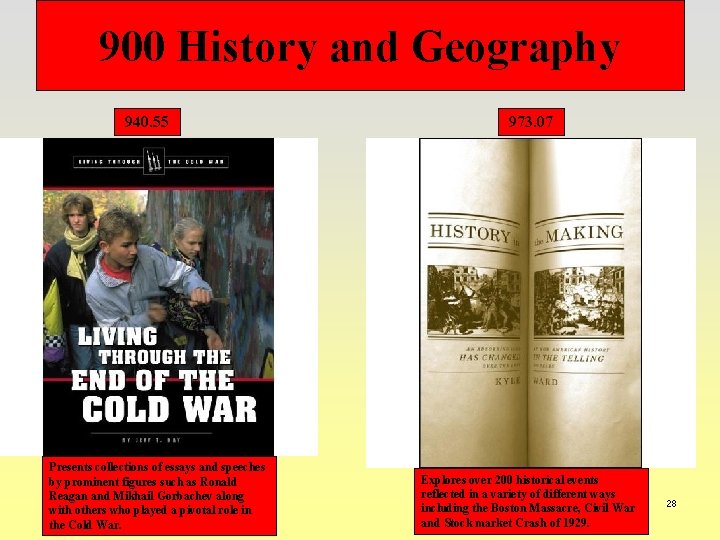 900 History and Geography 940. 55 Presents collections of essays and speeches by prominent