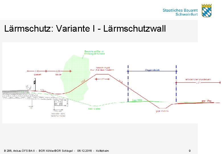 Lärmschutz: Variante I - Lärmschutzwall B 286, Anbau ÜFS BA II - BOR Köhler/BOR