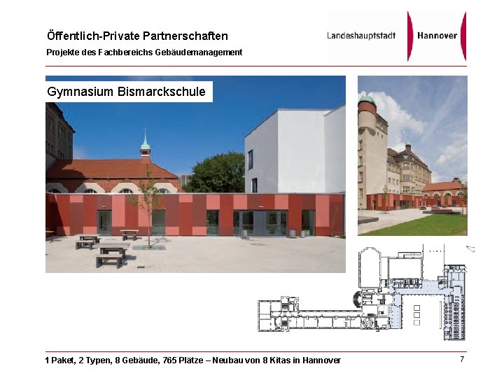 Öffentlich-Private Partnerschaften Projekte des Fachbereichs Gebäudemanagement Gymnasium Bismarckschule 1 Paket, 2 Typen, 8 Gebäude,