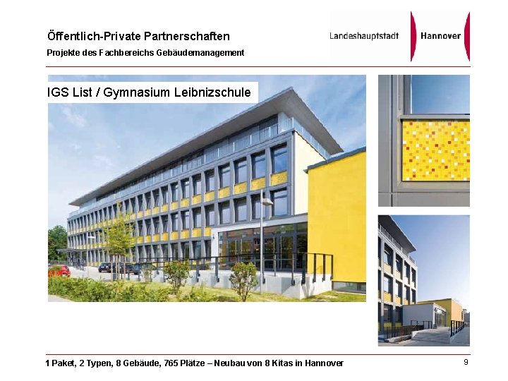 Öffentlich-Private Partnerschaften Projekte des Fachbereichs Gebäudemanagement IGS List / Gymnasium Leibnizschule 1 Paket, 2