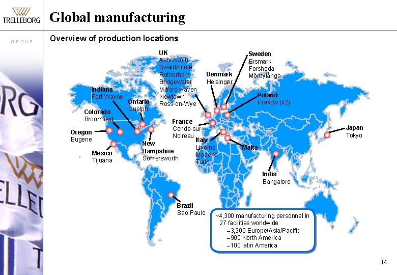Global manufacturing GROUP Overview of production locations Indiana Fort Wayne Colorado Broomfield Oregon Eugene