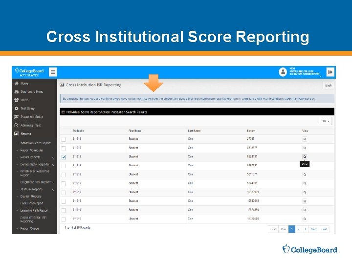 Cross Institutional Score Reporting 