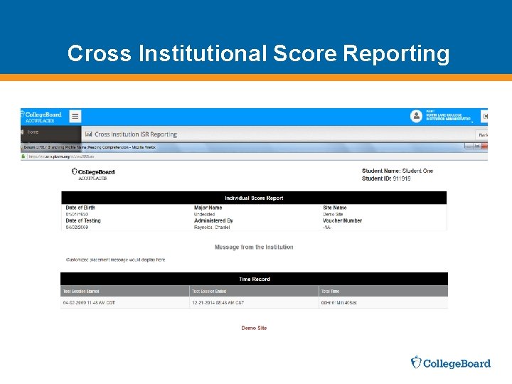 Cross Institutional Score Reporting 