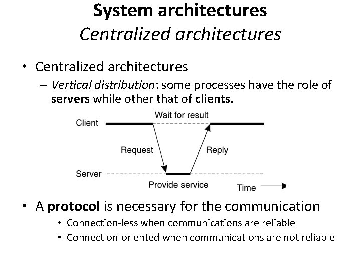 System architectures Centralized architectures • Centralized architectures – Vertical distribution: some processes have the