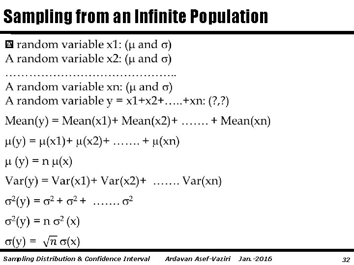 Sampling from an Infinite Population p Sampling Distribution & Confidence Interval Ardavan Asef-Vaziri Jan.