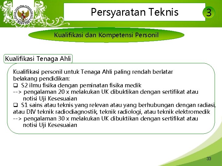 Persyaratan Teknis 3 Kualifikasi dan Kompetensi Personil Kualifikasi Tenaga Ahli Kualifikasi personil untuk Tenaga