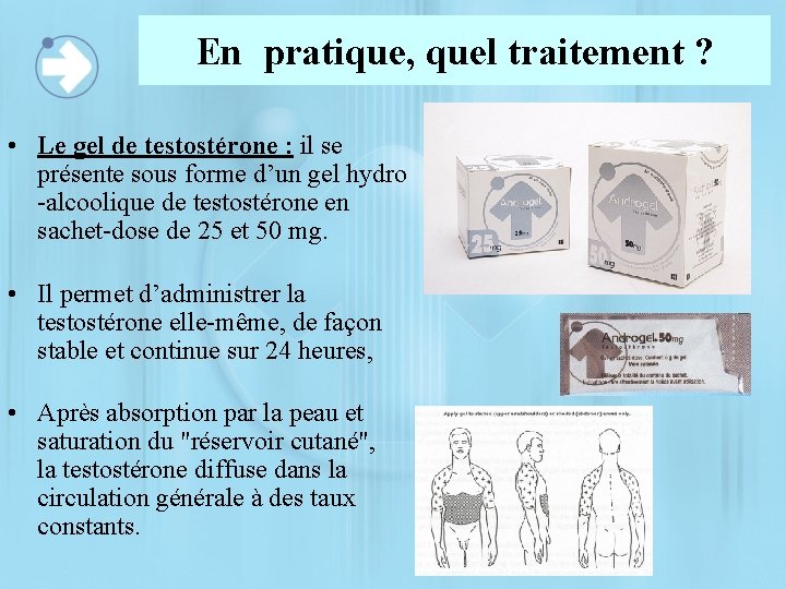 En pratique, quel traitement ? • Le gel de testostérone : il se présente