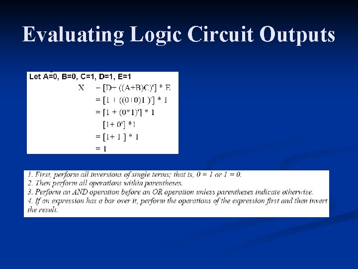 Evaluating Logic Circuit Outputs 