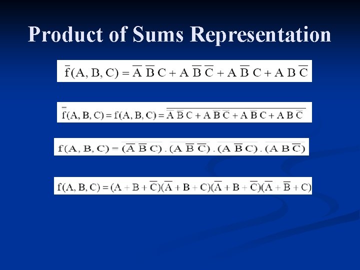 Product of Sums Representation 