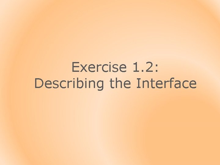 Exercise 1. 2: Describing the Interface 