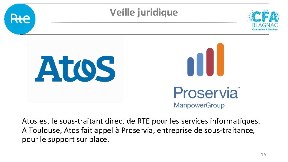 Veille juridique Atos est le sous-traitant direct de RTE pour les services informatiques. A