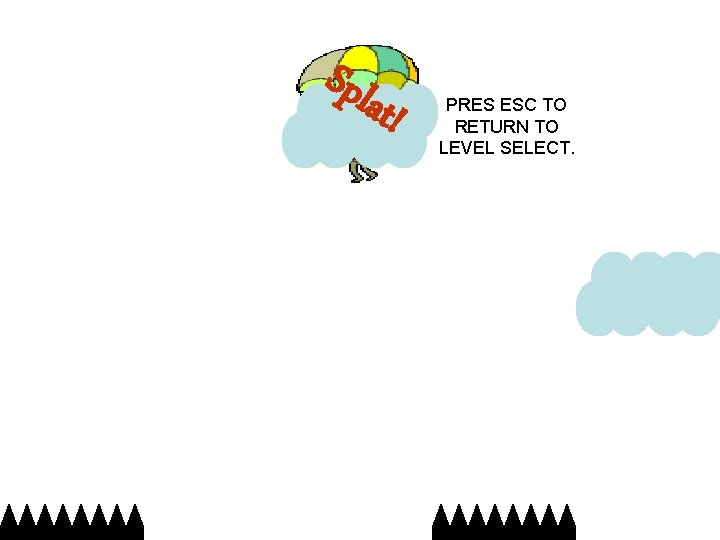 Spl at! PRES ESC TO RETURN TO LEVEL SELECT. 