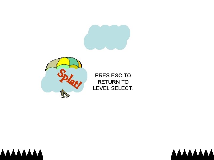 Spl at! PRES ESC TO RETURN TO LEVEL SELECT. 